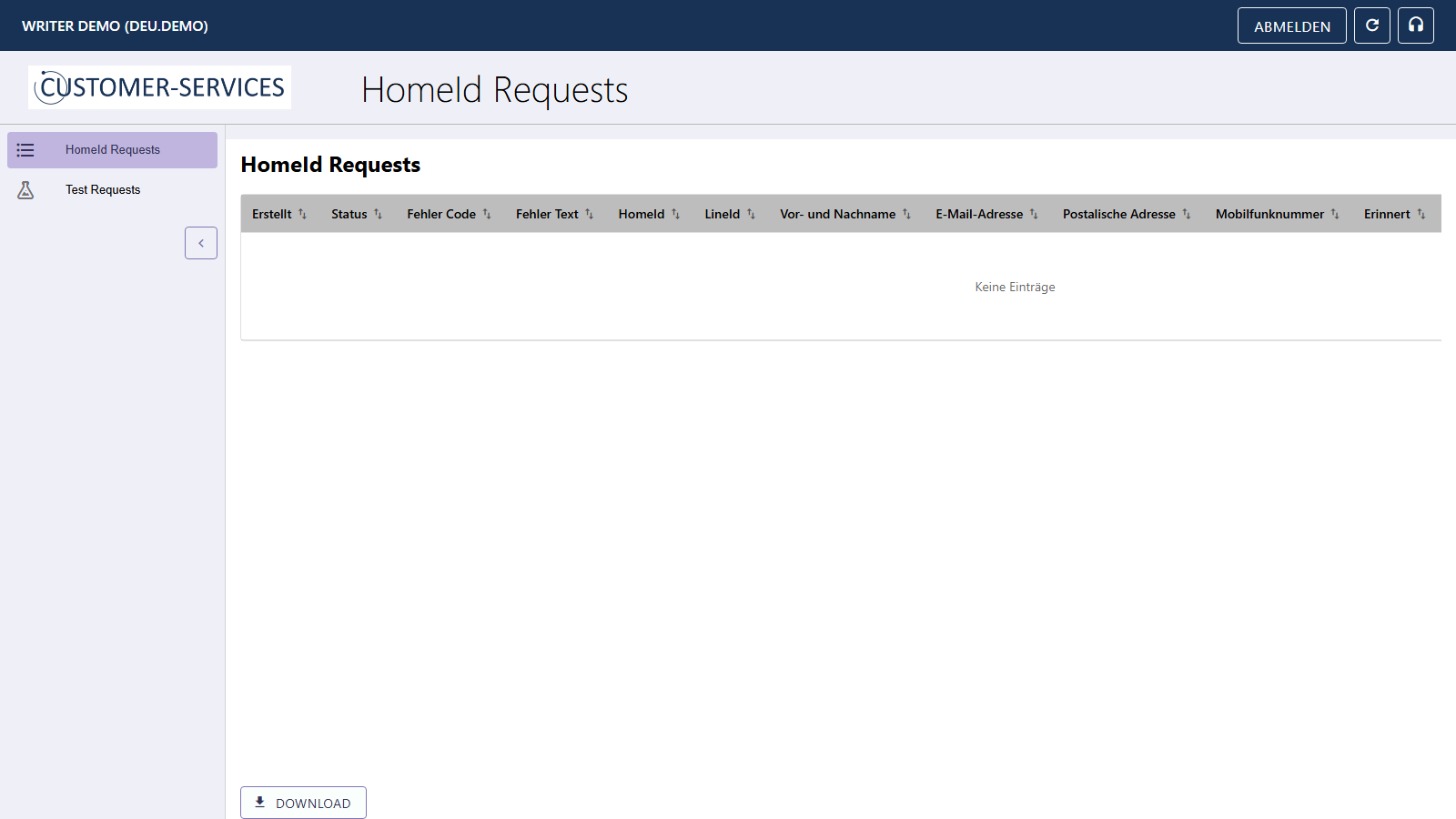 Liste der HomeId-Anfragen